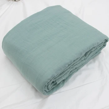 New Arrival teal cotton gossamer gauze throw blanket washable beach towel threshold Multiply yarn king size ultra soft