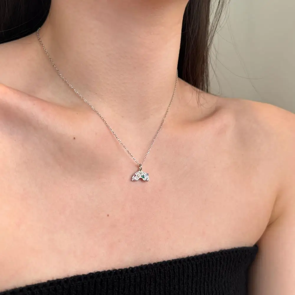 KAKODIY beautiful colorful zircon necklace jewelry 925 sterling silver 18K gold plated rainbow pendant necklace for women detail 8