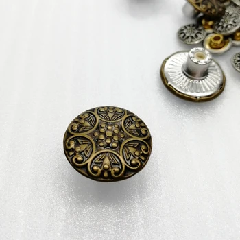 Retro Garment Accessory Stereoscopic Flower Shape Jeans Button With Emboss Effectfor Jackets