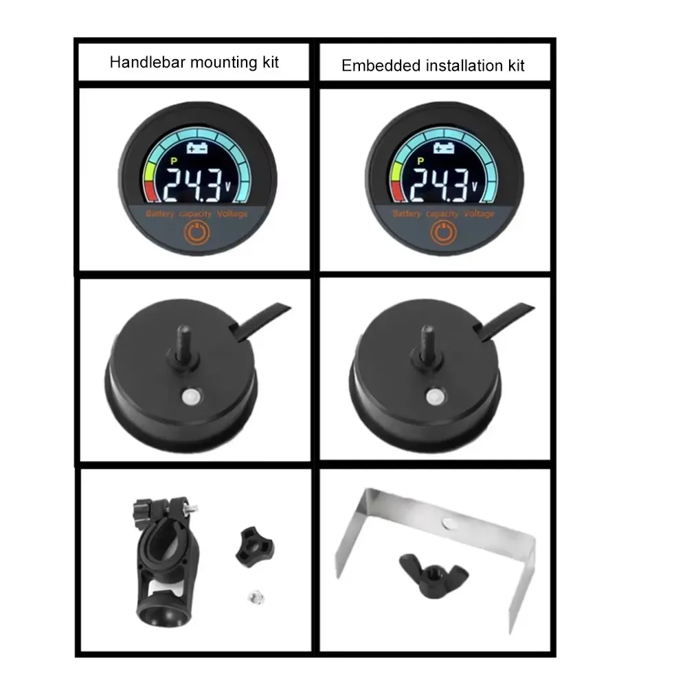 Waterproof Round Power Meter LCD DC 12V Battery Indicator Electric Vehicle Lead Acid Battery Lithium Battery 8-100V