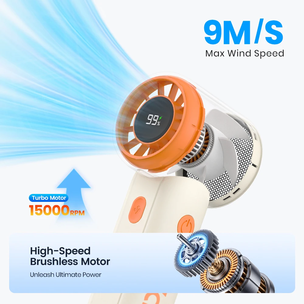 Mini Portable Handheld Fan, H5, 15000RPM, 5000mAh - detail 10