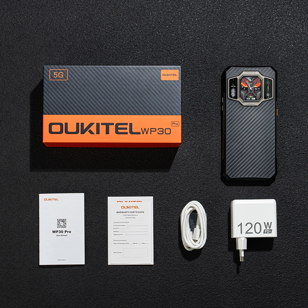 Cover Oukitel WP30 Pro Con Anello Rotante 360° E Vetro Temperato - Custodia In Silicone Nero Anti-graffio, Supporto E Pellicola Inclusi - 4