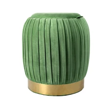 Customize 2020 Hot Sale Furniture Storage Stool Round Pouffe Velvet Ottoman Seat Coffee Stool with Storage