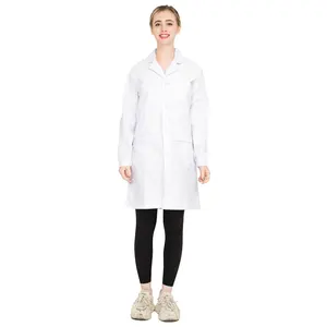 Wholesale Medical Lab Coat Unisex Long Sleeve Hospital Doctor Pharmacy Food Factory Laboratory White Lab Coat