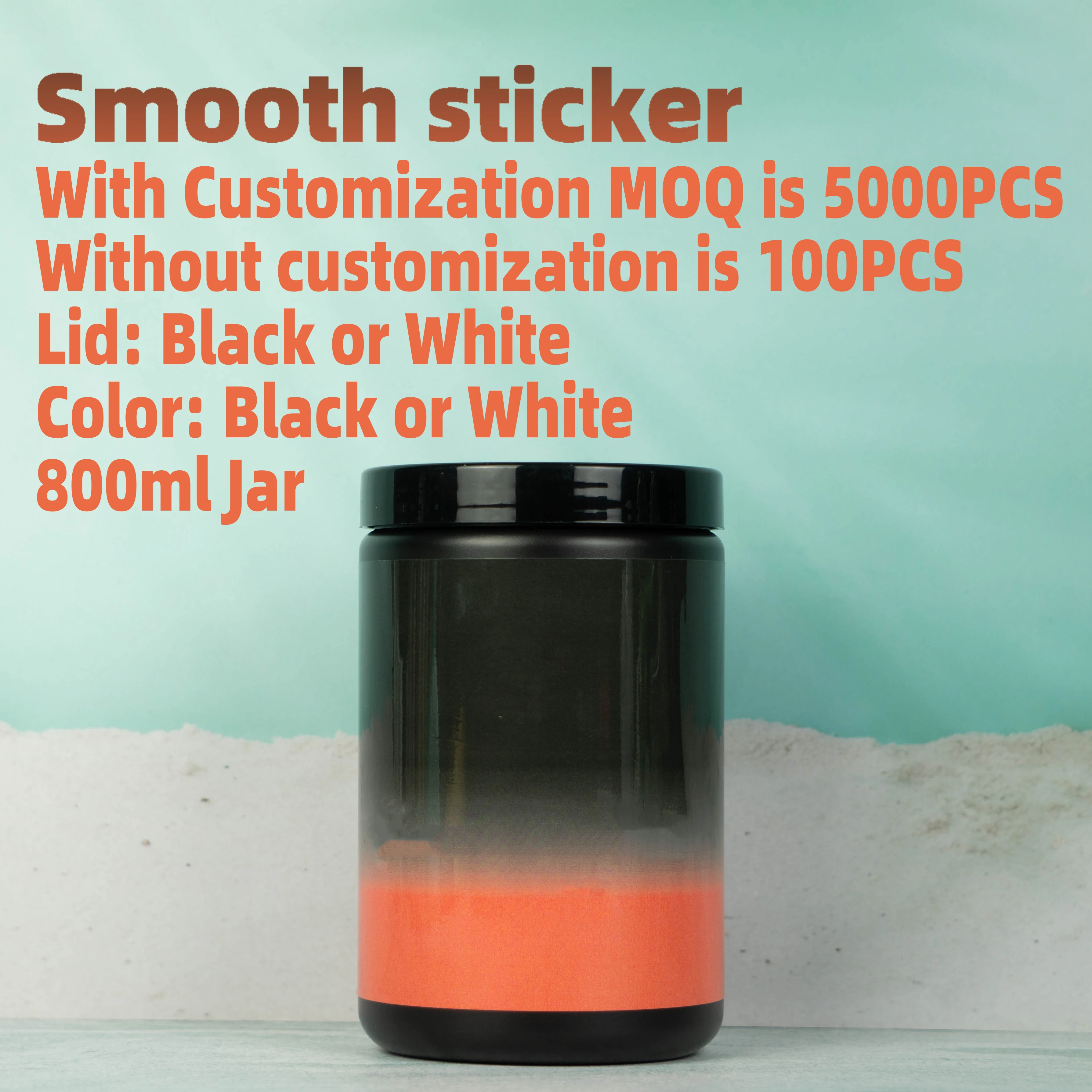 800ml OEM&ODM HDPE Food Container Black and White Plastic Jar with Lid for Protein Powder Container Sugar Storage