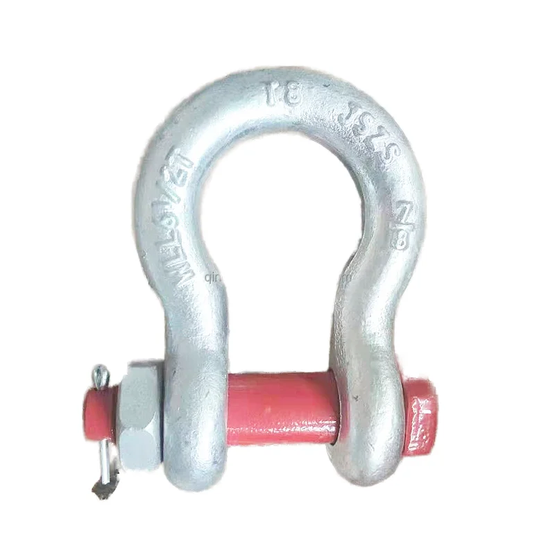 WLL 2T-200T US Large Bow Shackle G2130 G2150 Steel Tow Shackle Lifting Galvanized Surface Marine Hardware Industrial