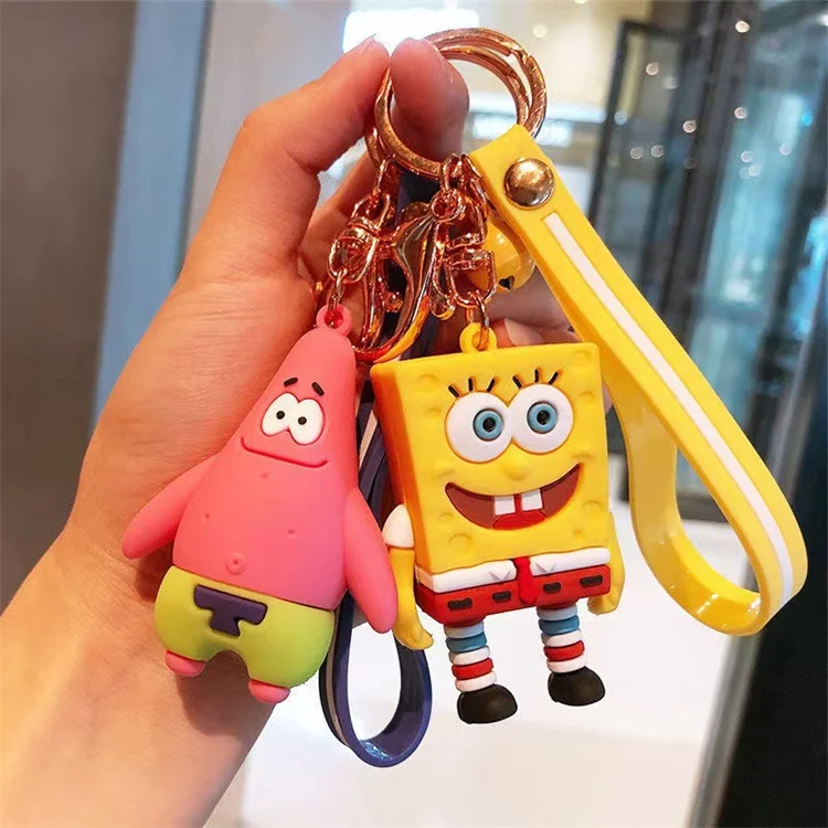 Keychain Sponge Doll Car Key Bag Accessories Cute Cartoon 3d Patrick ...