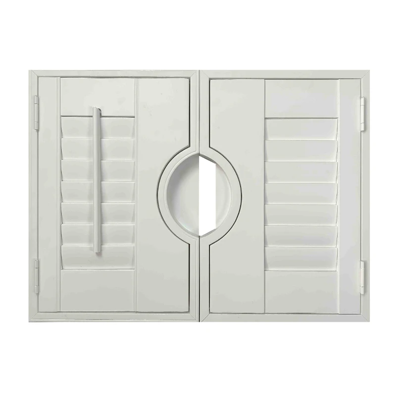 French Style Double Open Plantation Shutter Circular Hollow Simple and Practical Classic Design with Ventilation and Decoration