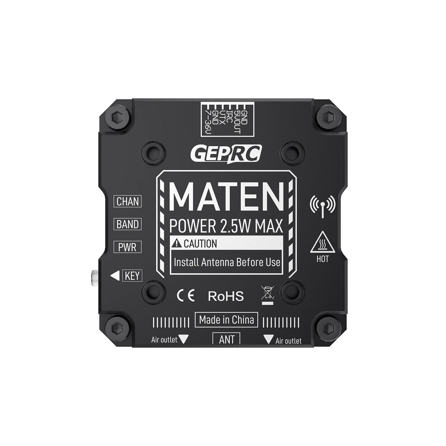 Geprc Maten 5.8g 2.5w Vtx Pro Drone Video Transmitter Image Transmission Signal Stable Penetration Strong Osd