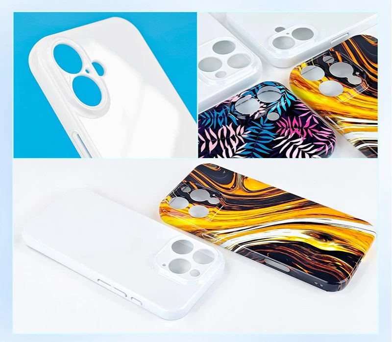 White DIY Plastic PBT Heat Transfer Back Cover Hard PC Slim 3D Sublimation  Blank Cell Phone Case for iPhone 16 Pro Max 15 14