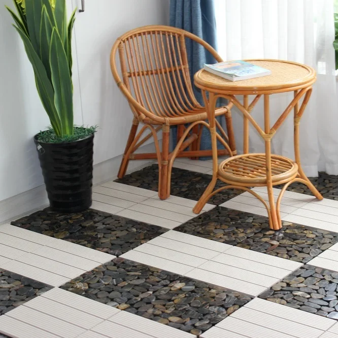 White Diy Decking Interlock Tiles Wpc for Balcony Roof Floor