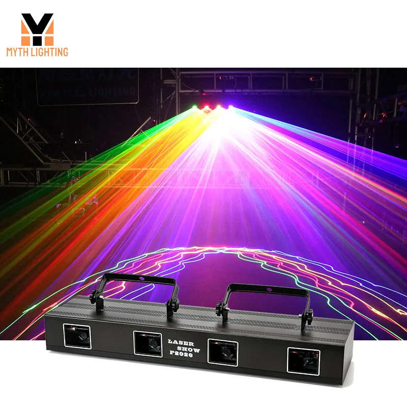 4 Array Beam Effect DMX Sound Activated Rgb Full Color Scanner 4 Head Laser Stage Light for Disco Dj Bar Party