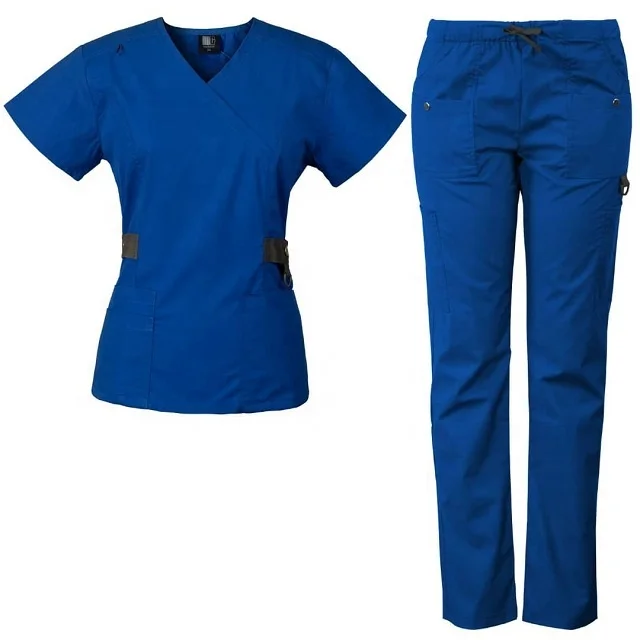 Hospital Nurse Scrub Suit Wholesale Good Quality Soft Cotton V Neck