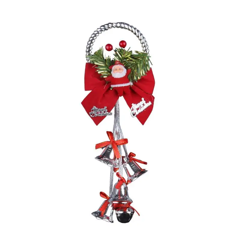 Metal Christmas Holiday Bow with Bell Door Wall Hanging Holiday Decor Red 