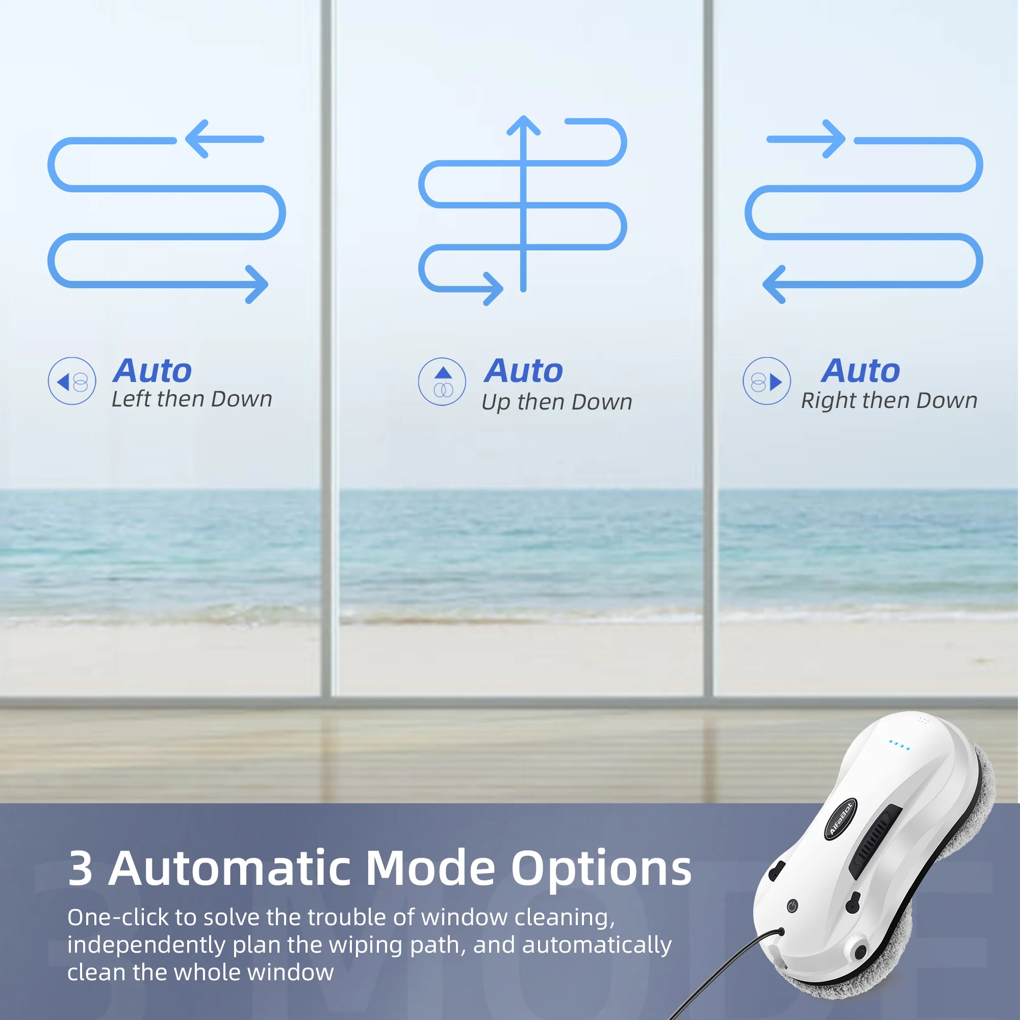 Alfabot X7 - Efficient Window Cleaning Robot with 65db Noise