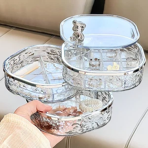 Multi-Functional Desktop Three Layers Rotatable Storage Box Makeup Organizer for Cosmetics