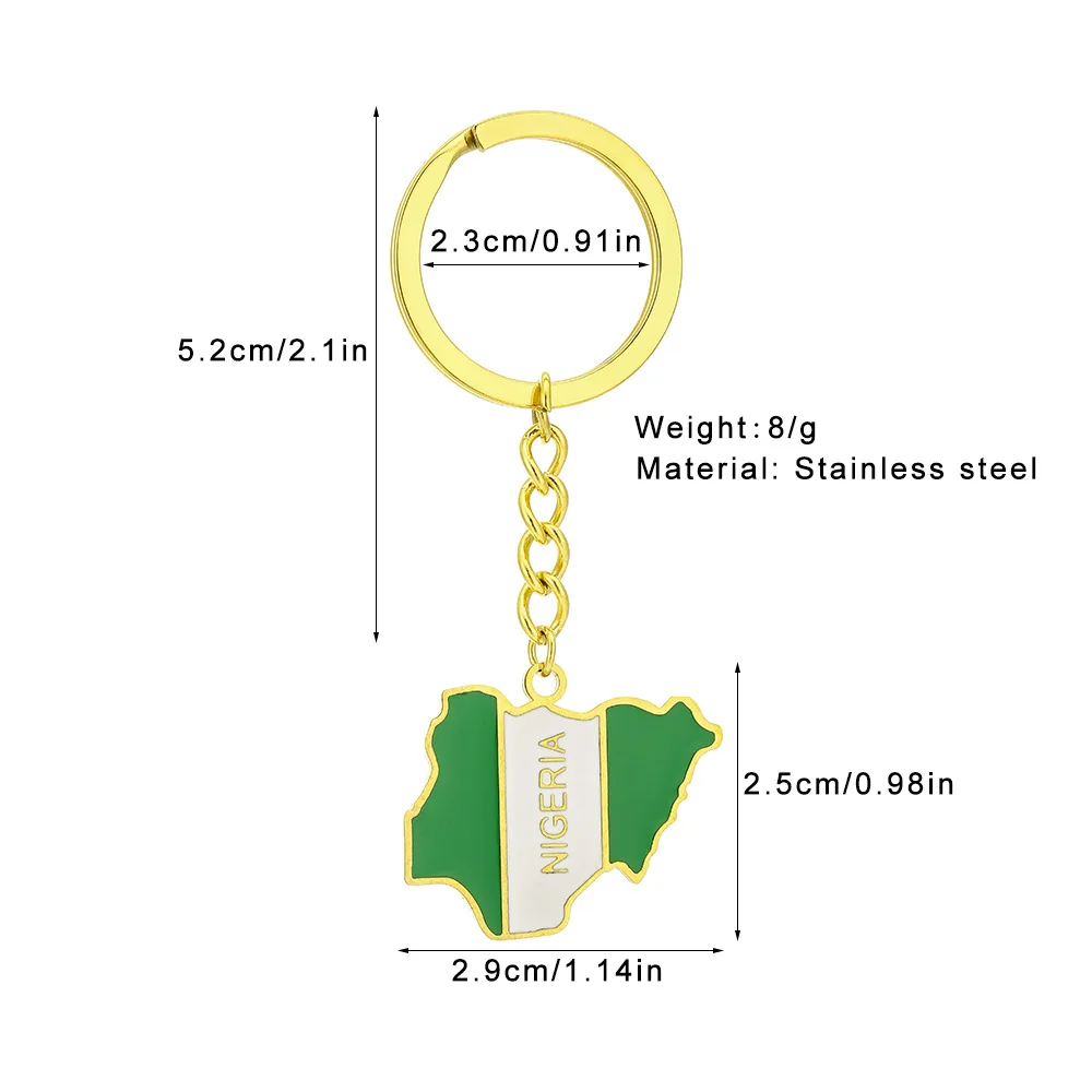 Nigeria Flag Keychain - Stainless Steel & Glass Keyring Gift For Men & Women - View #11