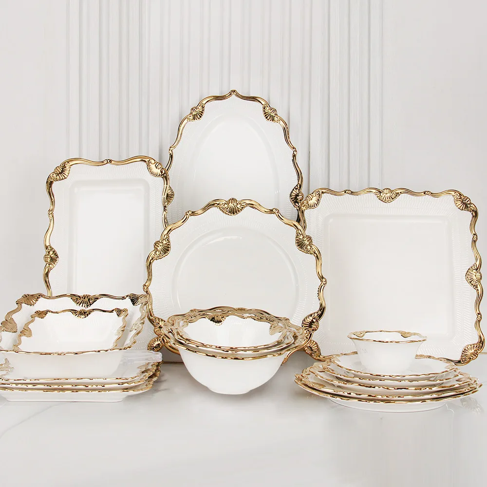 Royal Gold Inlay Square Dinnerware Ceramic Set - Tableware Royal Gold Inlay Square Dinnerware Ceramic Set - Tableware