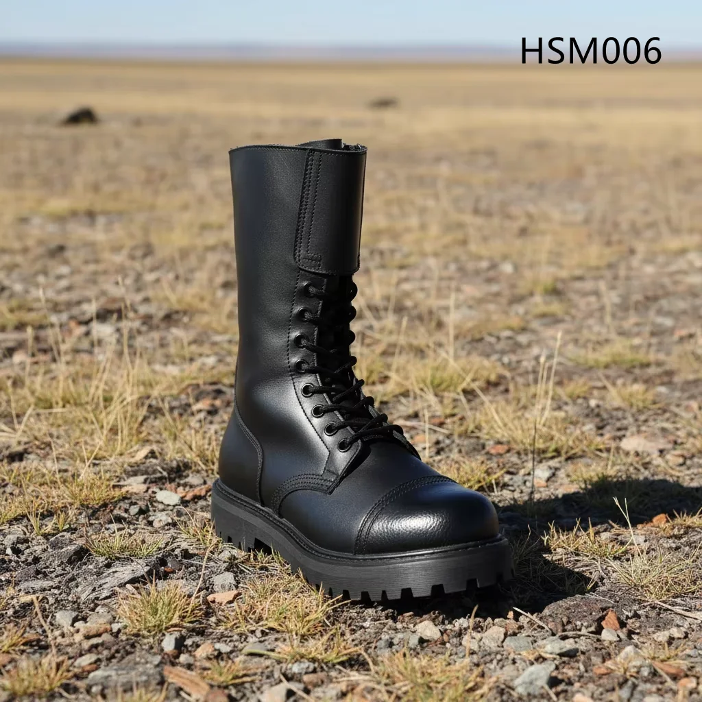 HY,French Style Professional Wind-proof Training Combat Boots Factory Price Dual Metal Buckle Design Marching Boots HSM006