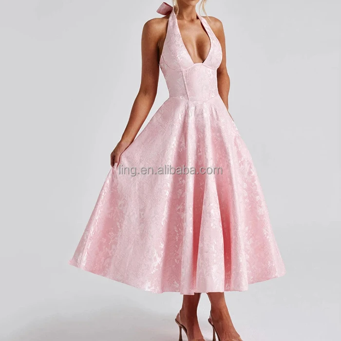 Custom Luxury New Styles Plus Size Jacquard Satin Deep V-Neck Dress A-Line Formal Evening Sexy Party Gowns Women Dresses