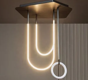 Contemporary 360 Degree Lighting Large Hose Ring Pendant Lights Transformable Shape Soft Tube Ceiling Lights