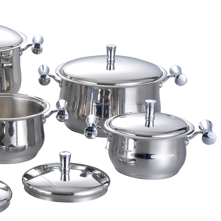 Moden Style 12 Pcs Pots And Pans Sets Stainless Steel Cookware Set With Glass Lid factory