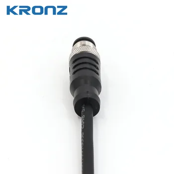 KRONZ Male Female Connector with Pre-molde 2 M Cable IP67 Straight PVC Black M12 Assembly 3 Pin Connectors Unshielded