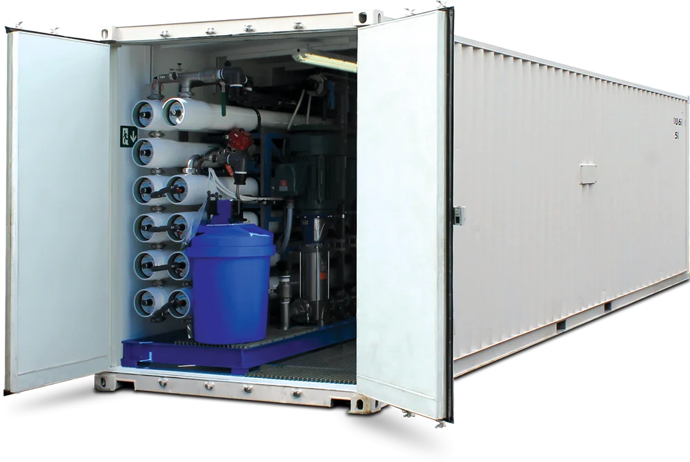 500m3 Per Day Container Type Reverse Osmosis System with 25000L/Hour Capacity and 40kw Power for Water Treatment