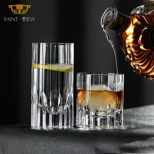 Aesthetic Seller Rotatable Wine Drinking Mug Frosted Printed Container Turkish Tea Origami Style Glass Cup
