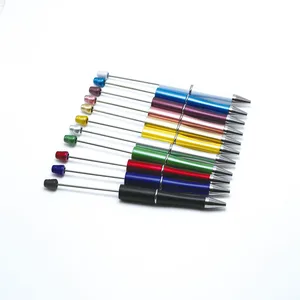 Hot Sale Add a Bead Jewelry Ball Pen Novelty  Decorative Beaded Gift Pen Bead Able Plastic Ballpoint DIY Pen