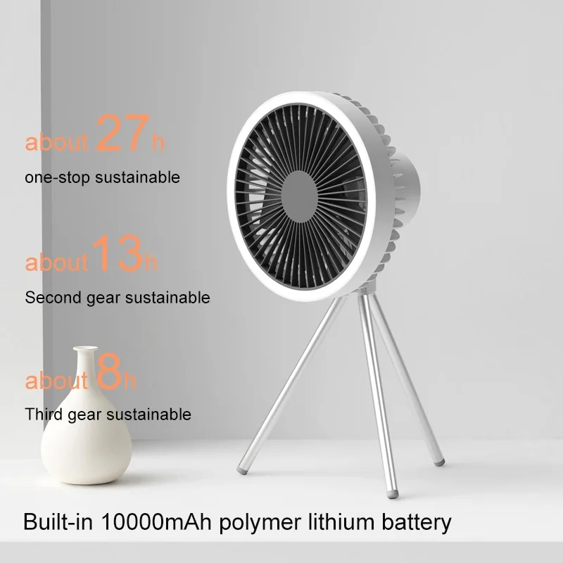Charging Table Electric Fan with Power Bank Function Portable and Solar Rechargeable Fan Hot Selling 12 Inch Car White Gua
