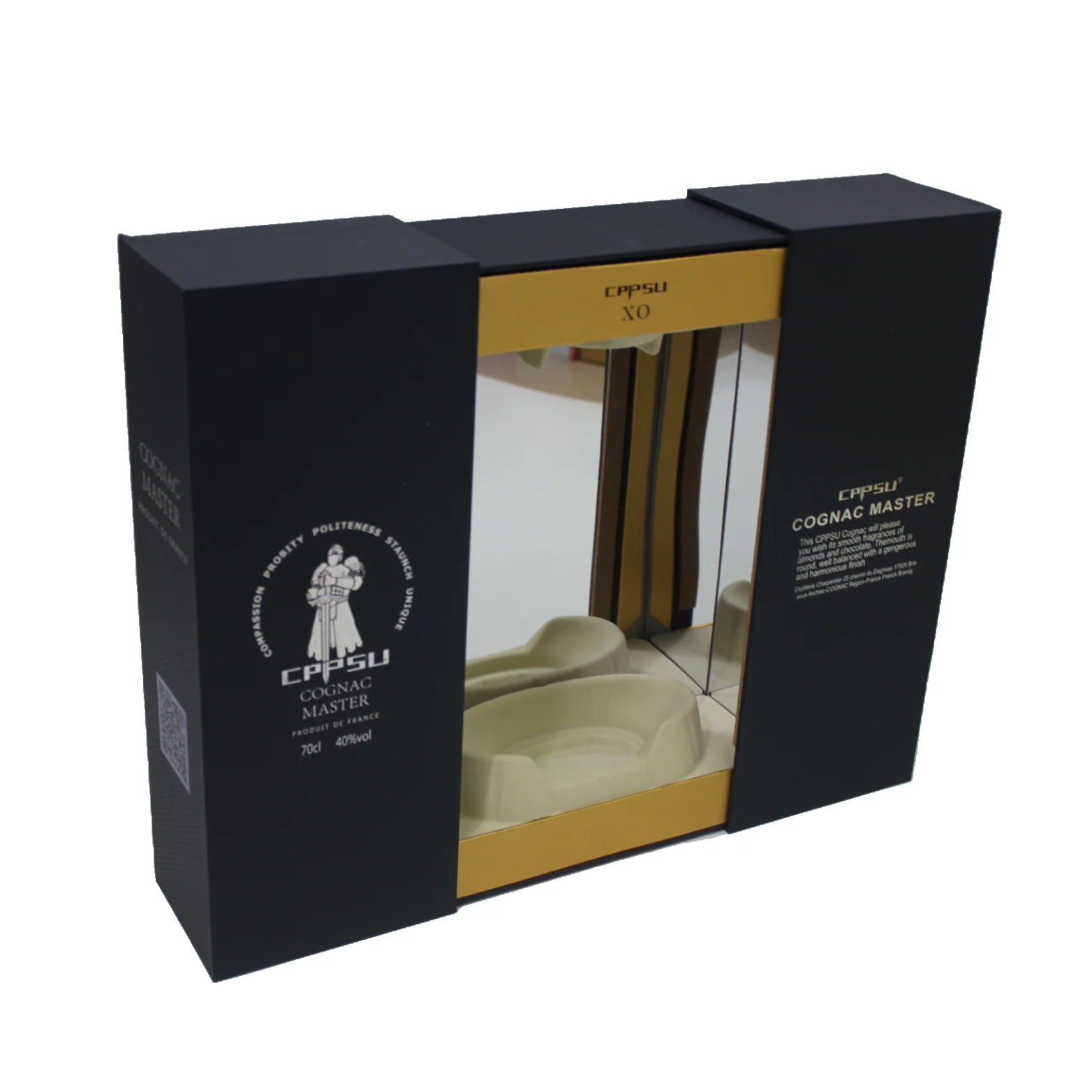 High-end Double Combination Magnetic Suction Wine Glass Gift Box Packaging cognac Baijiu Box Brown Wine Box Packaging