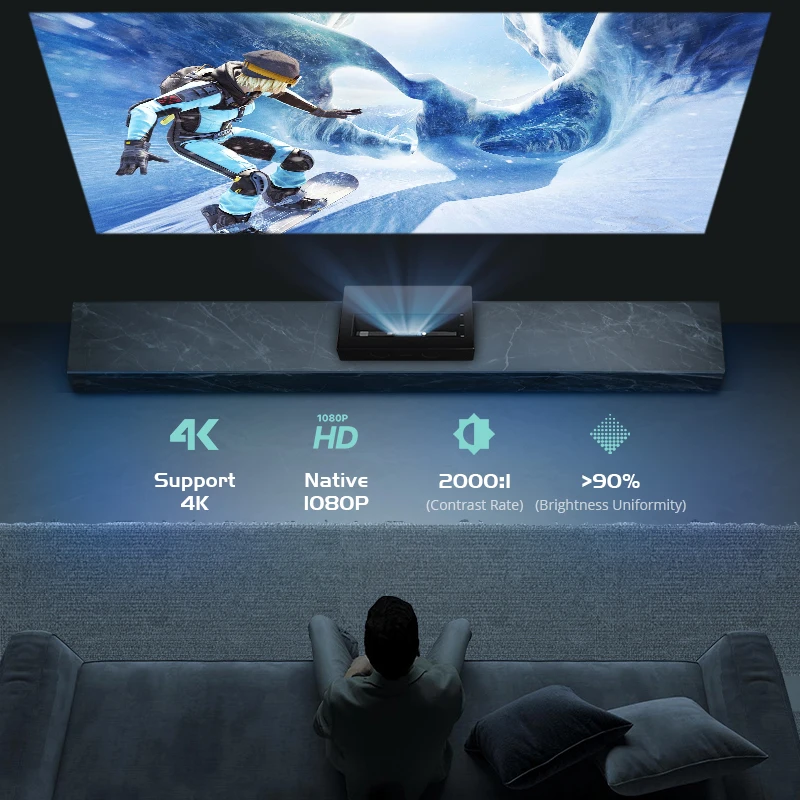 Hotack D068 Ultra Short Throw 4K Laser Projector - 1080P Full HD