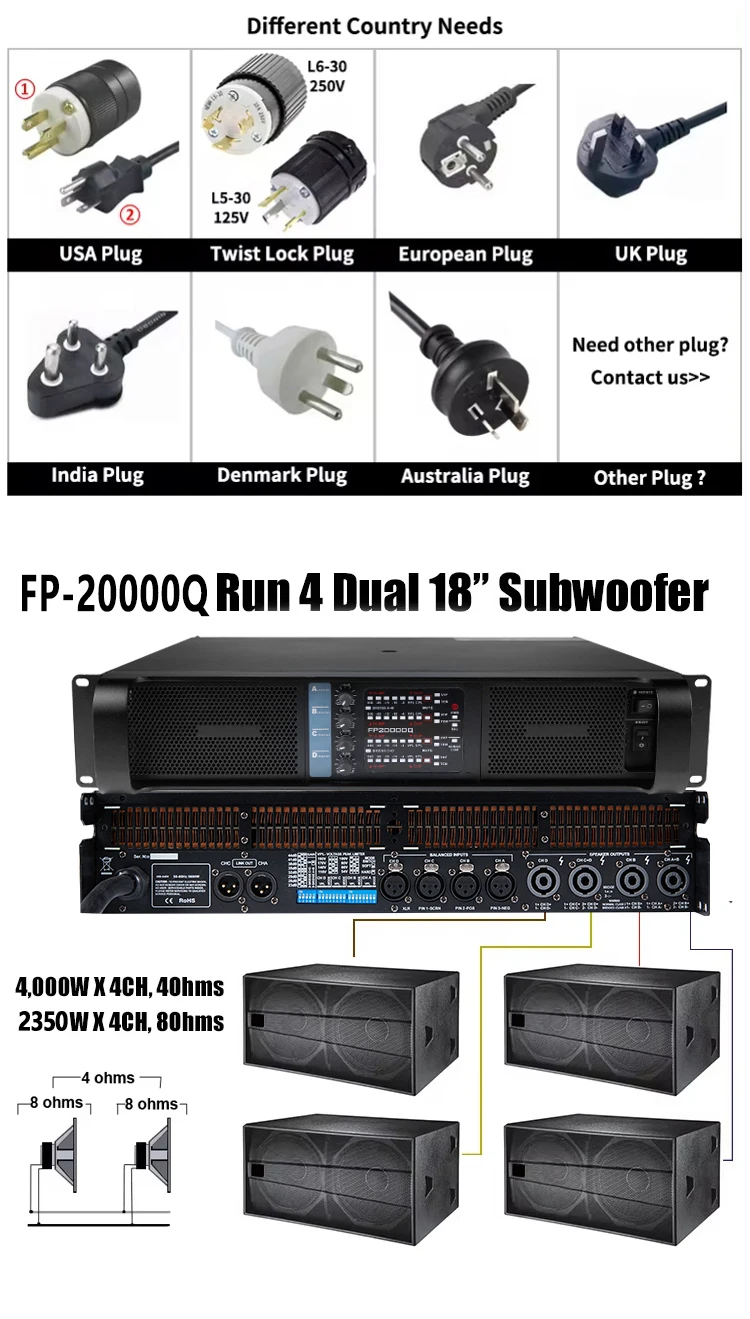 Background Music System Amplifier 5000 Watts Power FP22000Q Subwoofer Amplifier Modul