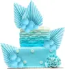 20 pg light blue foam ball paper fan set