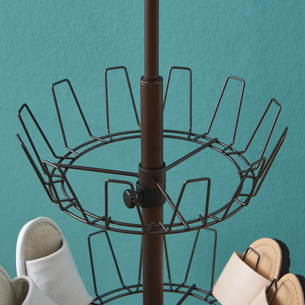 Factory Sample Customization Revolving Shoe Rack Rotating Shoe Tree and Adjustable Carousel Rotating Shoe Display Stand