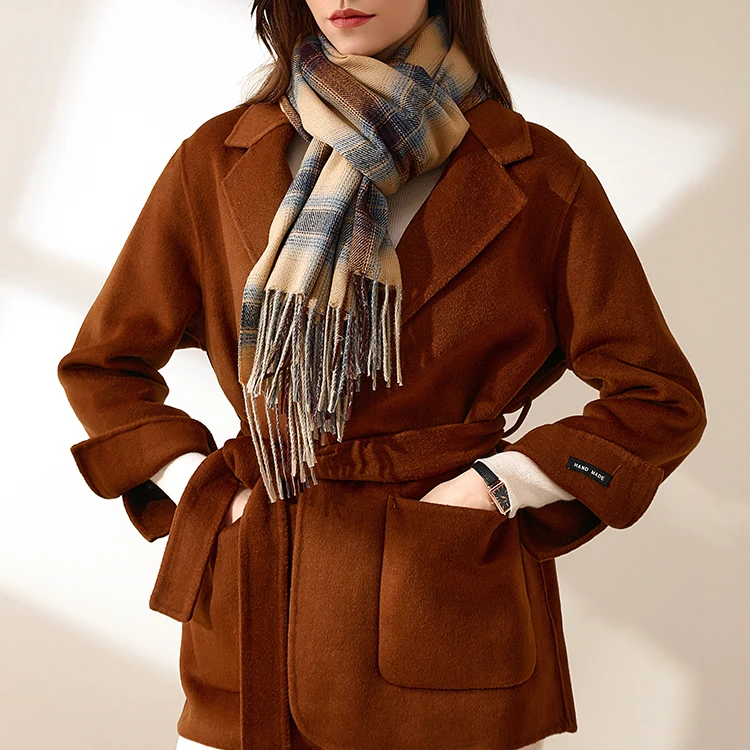 2022 Fashion Checked Design Tassel Warm Soft Cashmere Warm Winter Scarf For Women