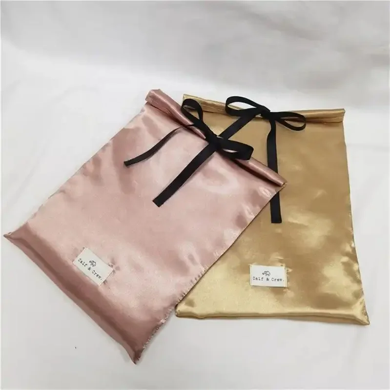 CH Wholesale Logo Rose Gold Silk Envelope Dust Pillow Pouch