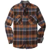 Navy blue and orange plaid