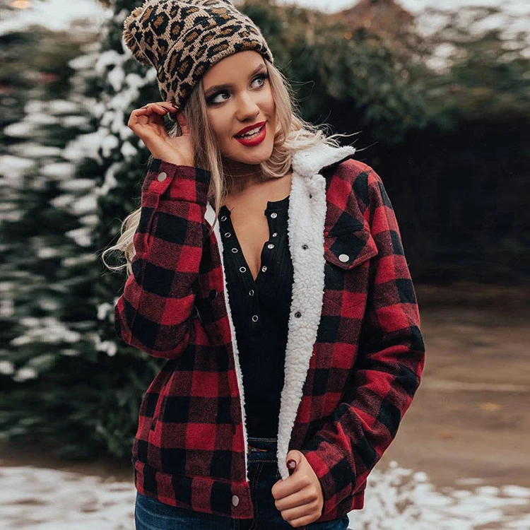 plaid fuzzy jacket womens