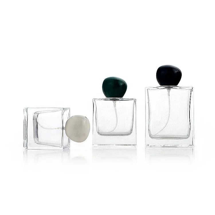 30ml 50ml 100ml Square Rectangle Spray Glass Bottles With Plastic Caps Empty Perfume Bottle for Packaging