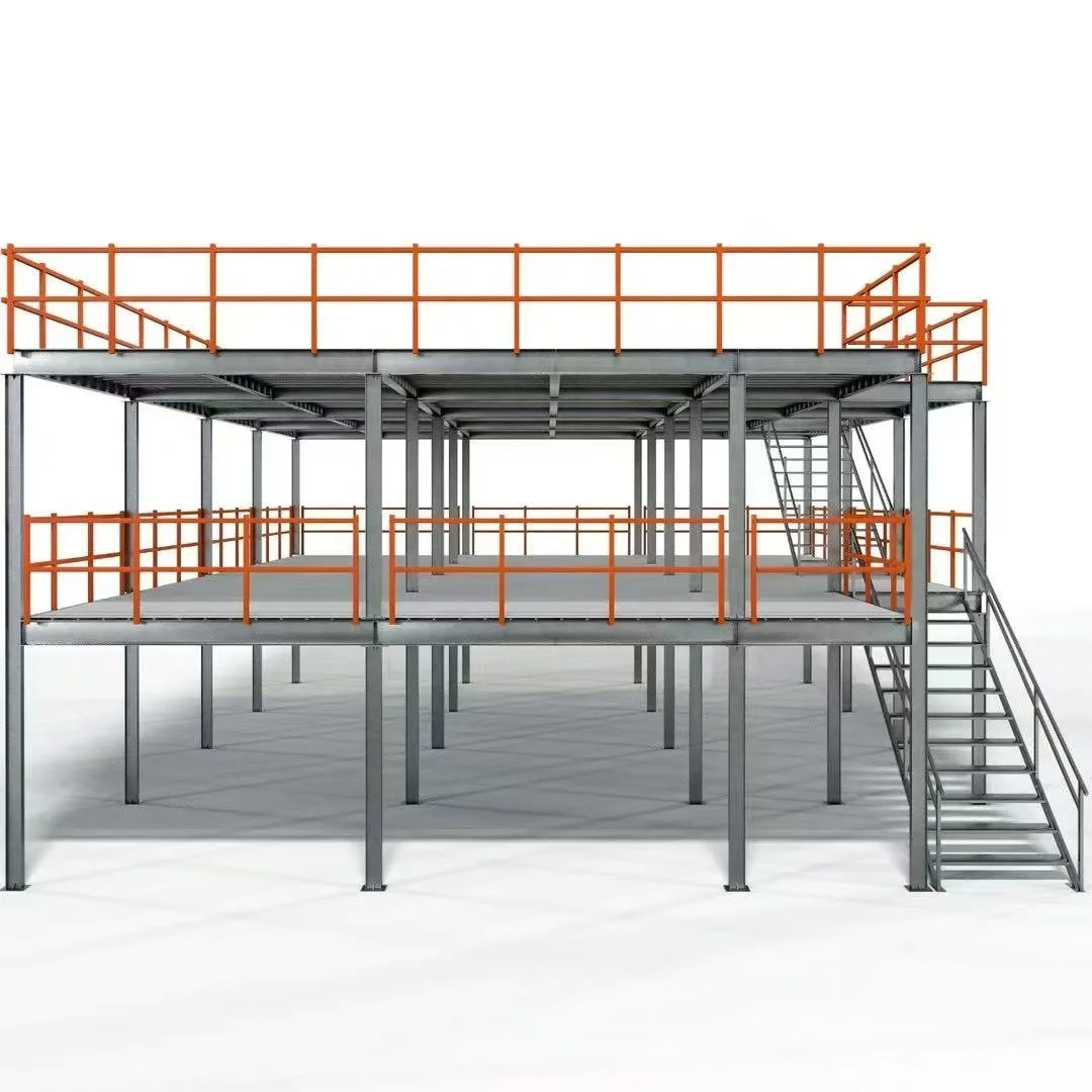 工場直供 カスタム対応 高密度3層式スチール中二階床 耐荷重産業用倉庫収納プラットフォーム