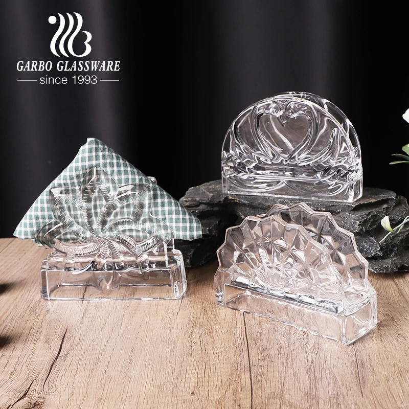 Triangle Clear Glass Napkin Holder for Crockery Decorations Cafe Restaurant Bar Living Room Kitchen for Wholesale Factory Price