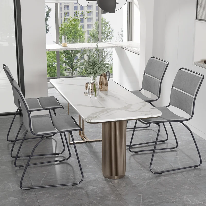 Высококачественный роскошный тканевый обеденный стул K & B с металлической рамой и мягкой спинкой для