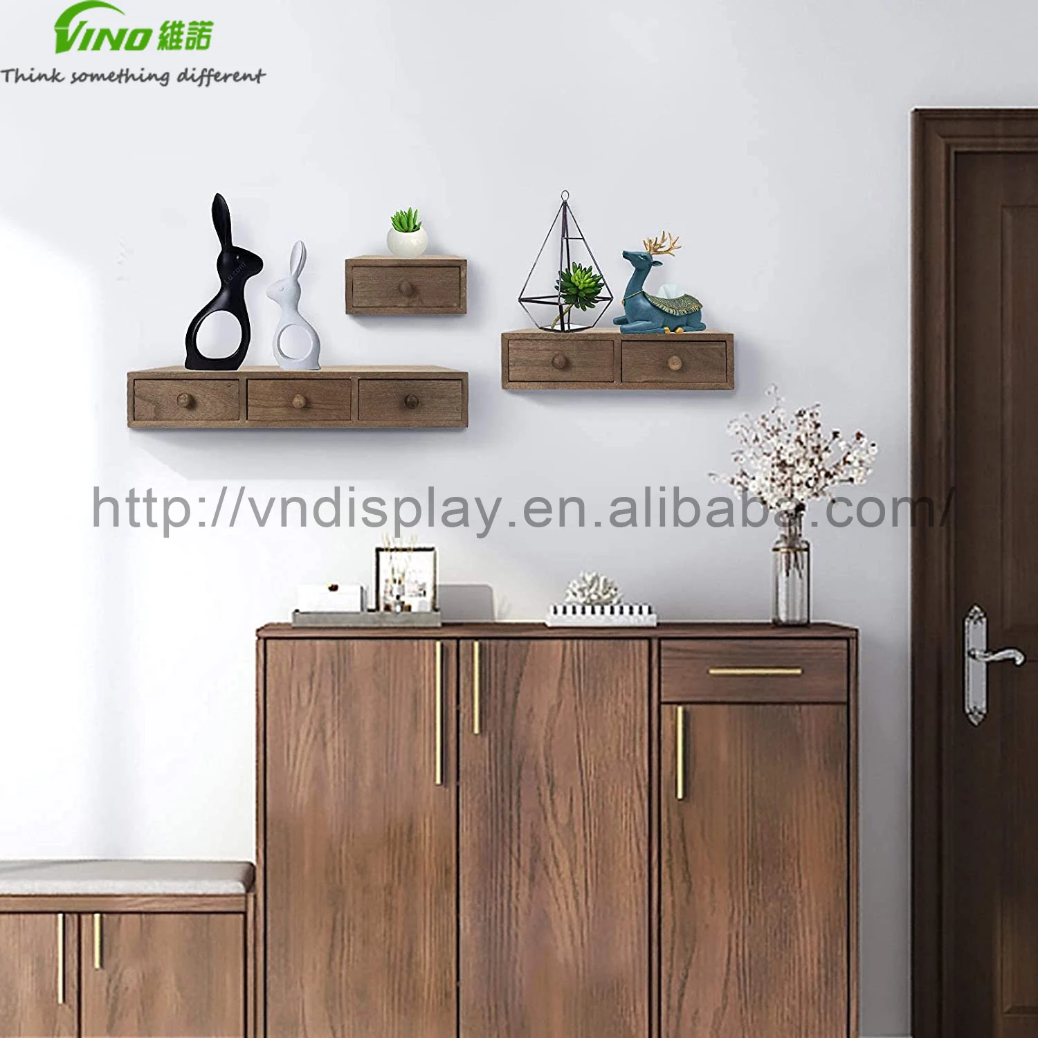 Modern Rustic Wooden Wall Shelf Drawer Multiuse Floating Shelves Apothecary Cabinet Desk Wall Storage for Tool Organization