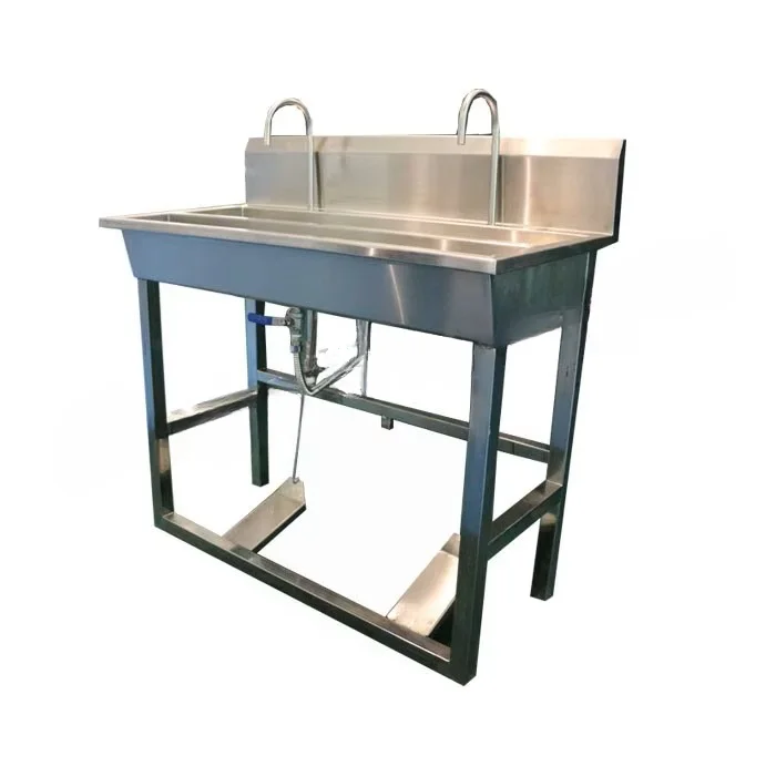 304 stainless steel industrial hand basin for slaughterhouses with foot pedal