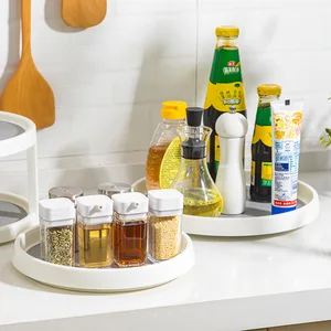 Hot Sale Plastic Rotatable Storage Rack for Oil Salt Sauce Vinegar Turntable Utensil Holder for  Kitchen
