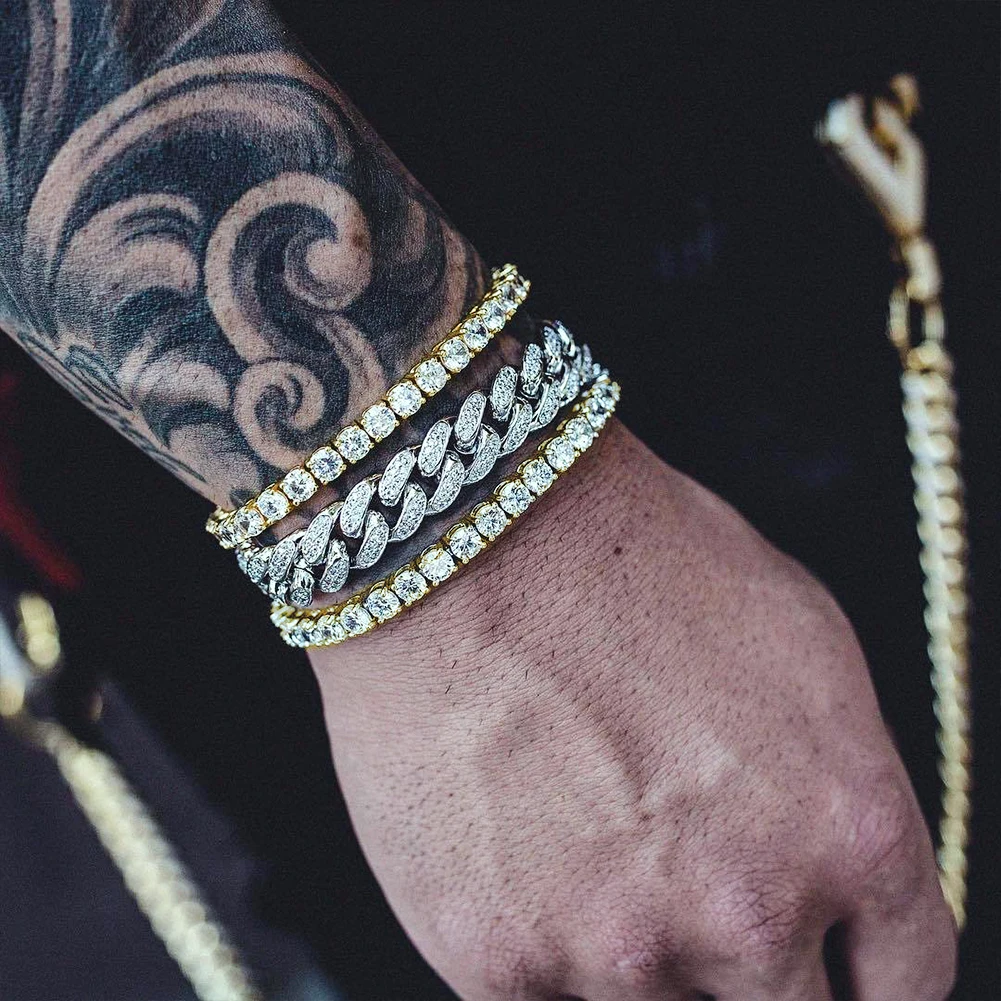 KRKC Drop Shipping 1pcs Service 5mm 14K Gold Crystal Tennis Chain