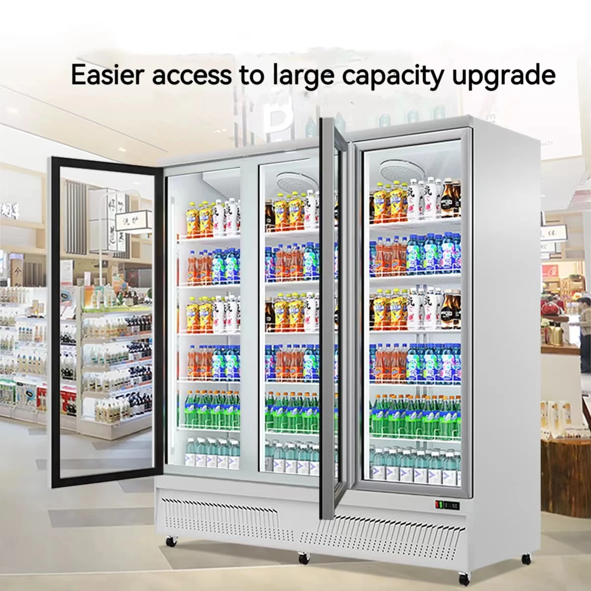 Upright Glass Door Cooler Beverage Cooler Commercial Display Fridge ...