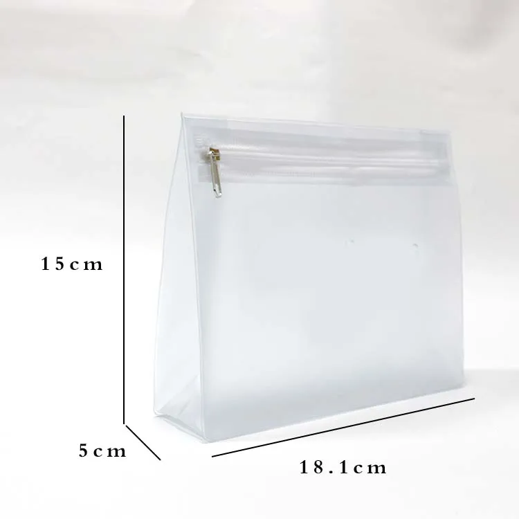 Custom Logo PVC  Cosmetic Towel Packaging EVA Pouch Zipper Travel Clear Small Frosted Clear Makeup Bag